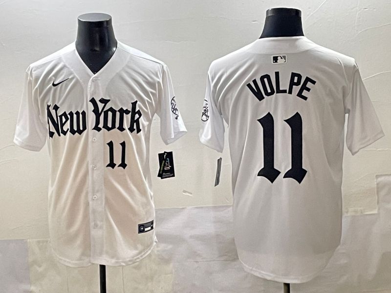 Men 2025 New York Yankees #11 Volpe White Five generations Joint Name Nike MLB Jersey style 34